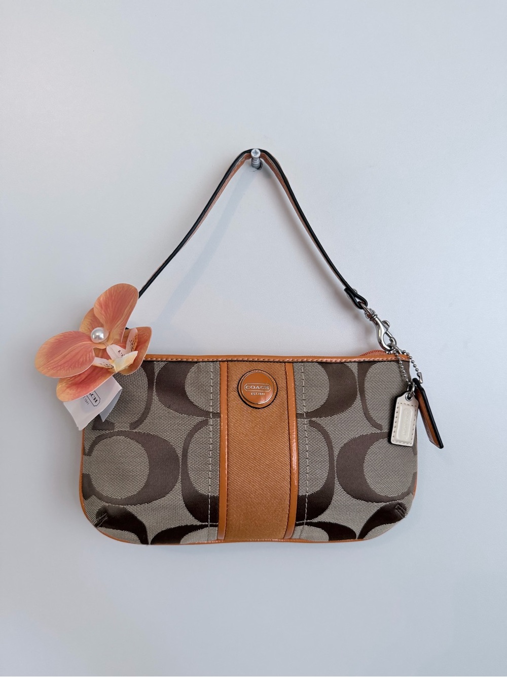 Coach Brown & Tan Signature Canvas Wristlet